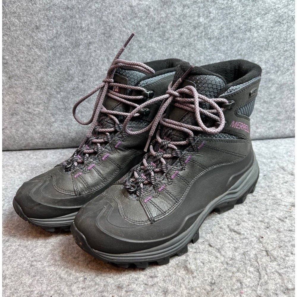 Merrell Thermo Chill Mid Shell Waterproof  Hiking Boots Black Purple Women 7.5